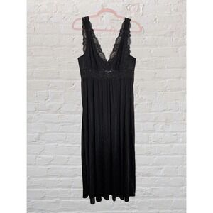 Bella Donna Black Slip Dress Nightgown Lace Chemise Dark Romantic Goth Plus 1X